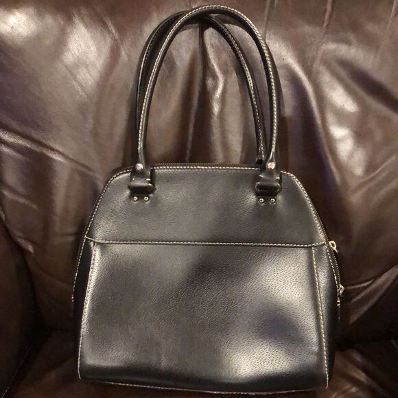 KATE SPADE Black Leather and Gold Zipper Hand Bag - Picture 4 of 15